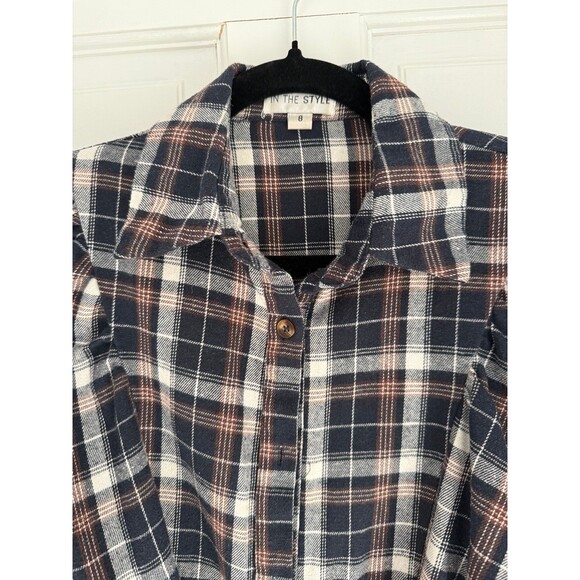 Plaid Long Sleeve Button Down Dress - Picture 2 of 9